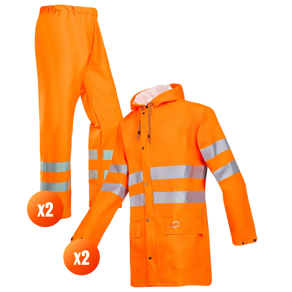 Sioen x2 Orange Hi-Vis Rainsuit Pack