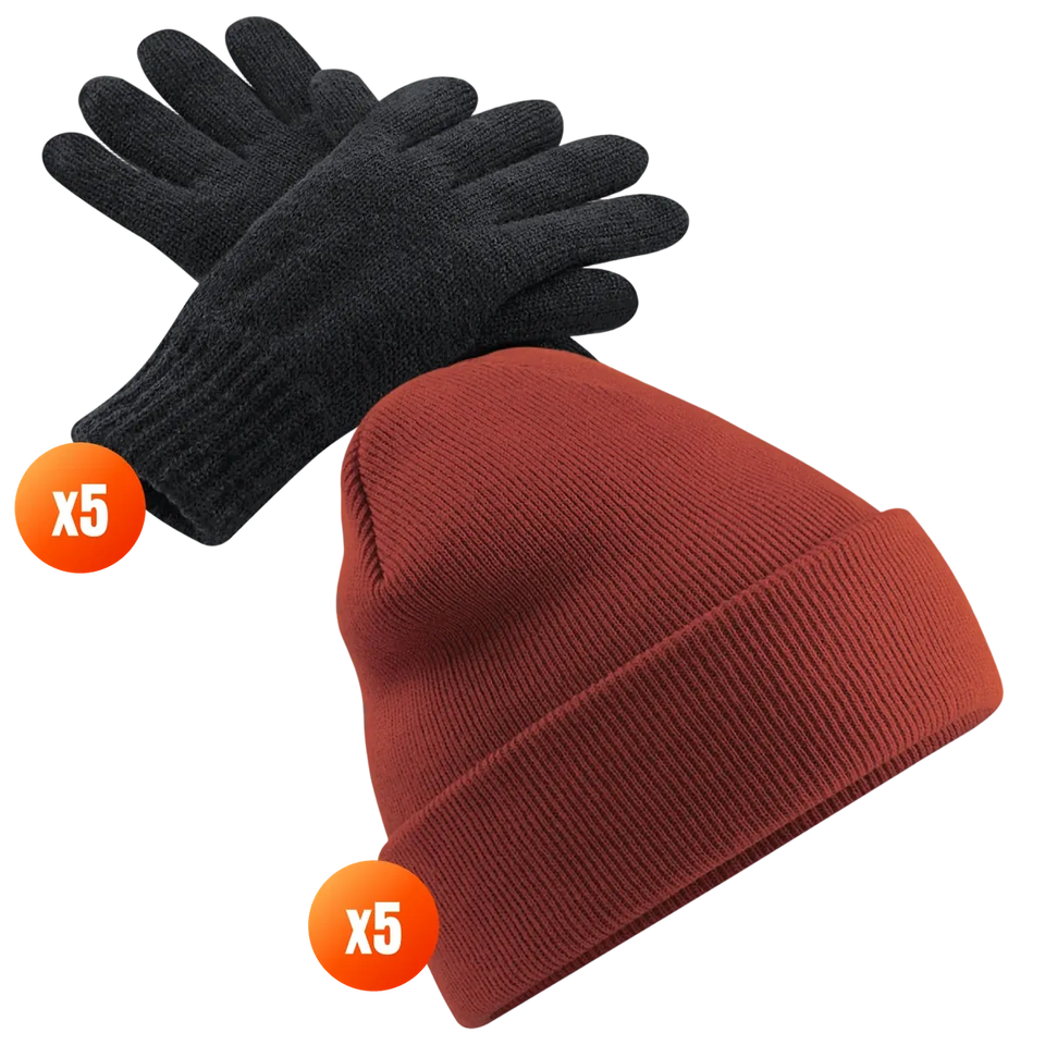 Beechfield x5 Beanie + x5 Gloves Pack
