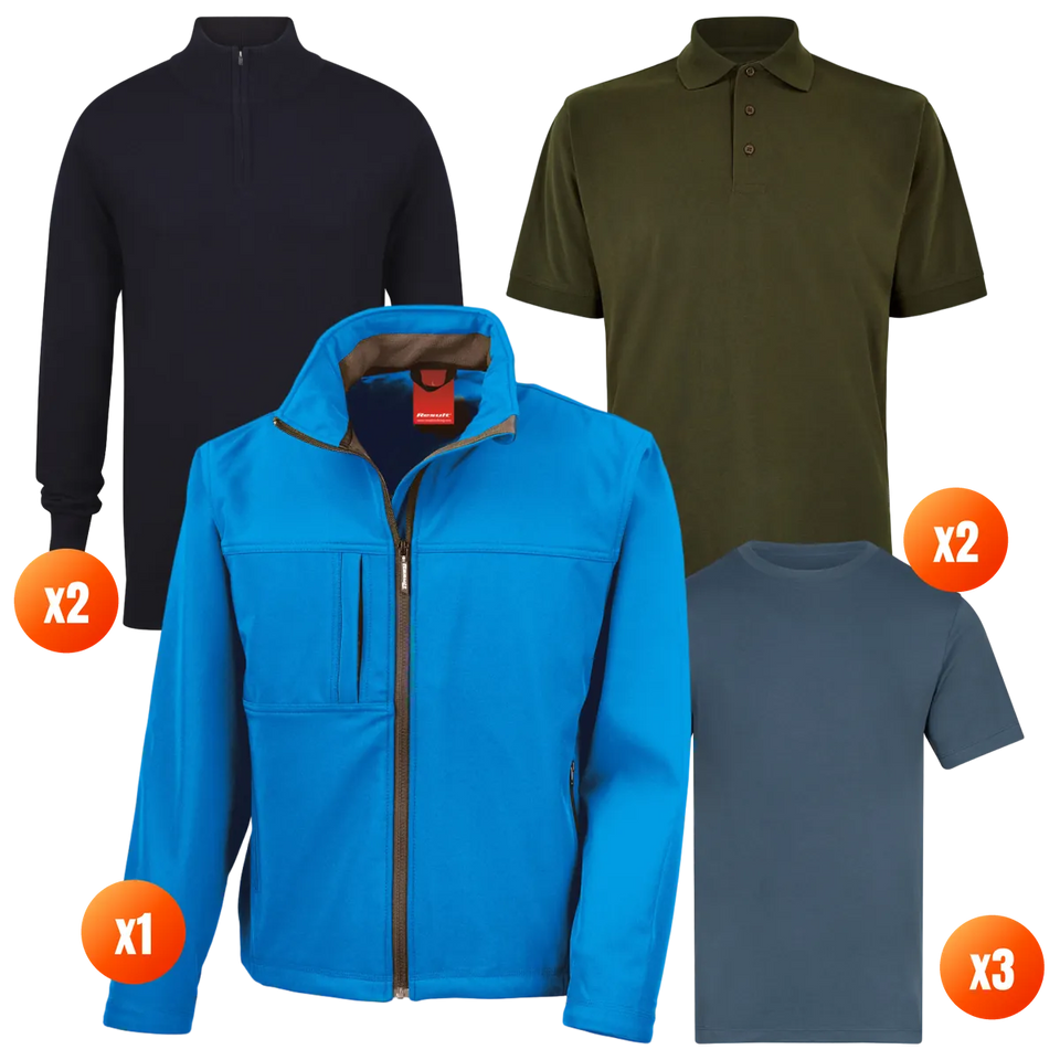The Workwear Co Kustom Kit x2 Polo + x3 Tee + x2 Quarter-Zip + Softshell Pack