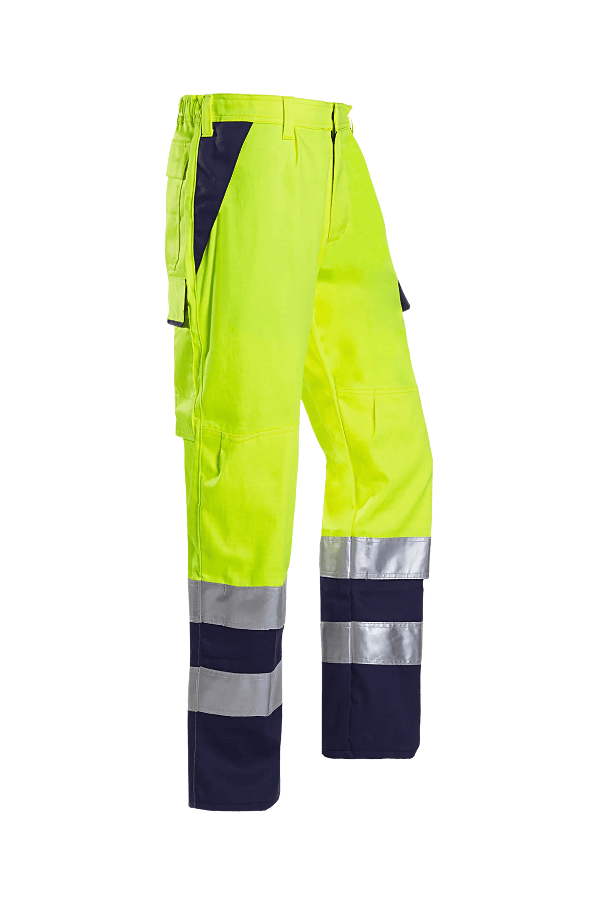 Sioen PRO Royan in High-vis yellow/Navy blue, side view