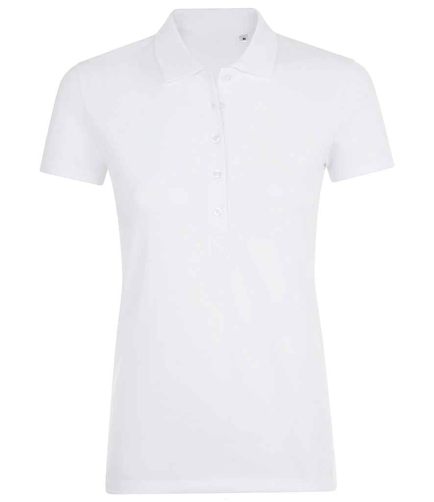 SOL'S Ladies Phoenix Piqué Polo Shirt in White, front view