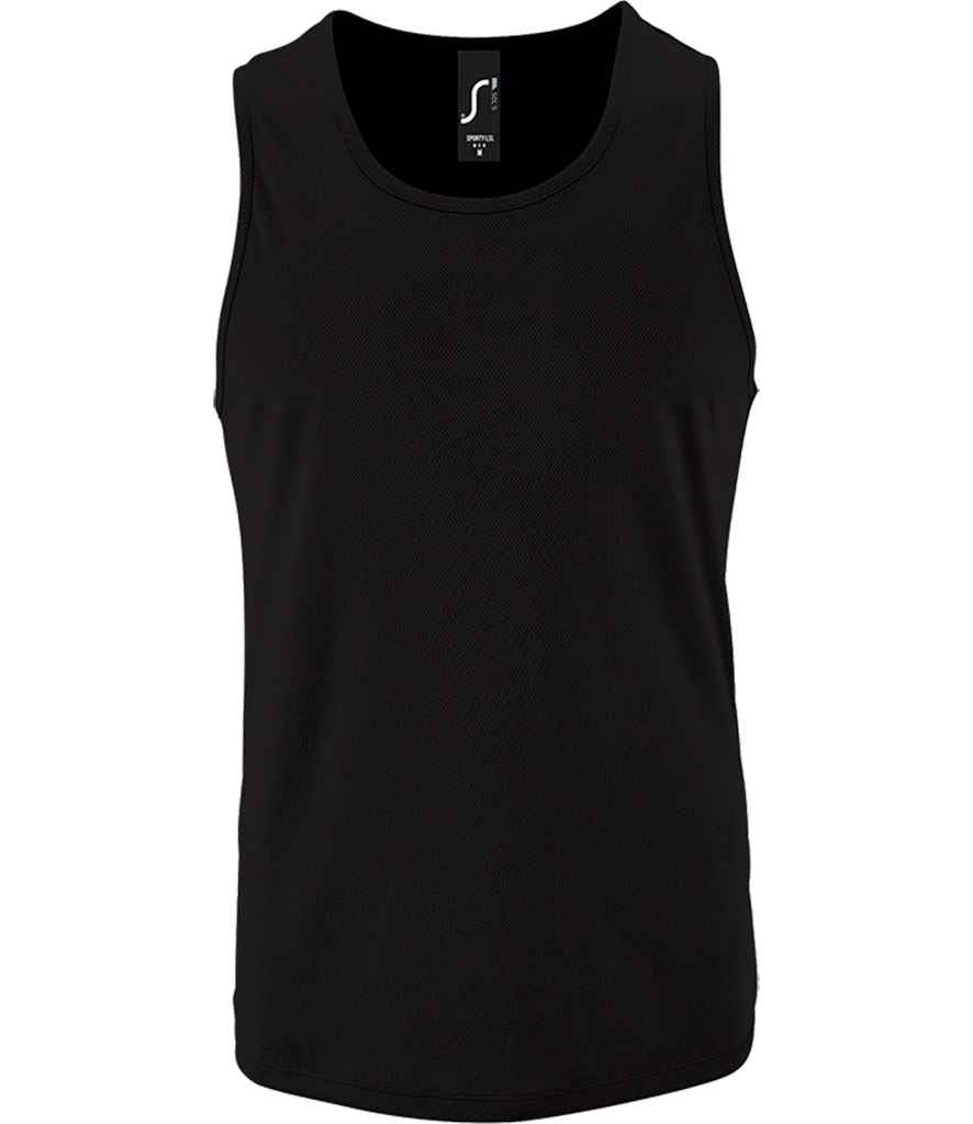 SOL'S Sporty Performance Tank Top in Black, front view