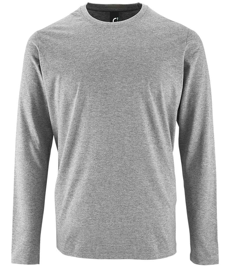 SOL'S Imperial Long Sleeve T-Shirt in Grey Marl, front view
