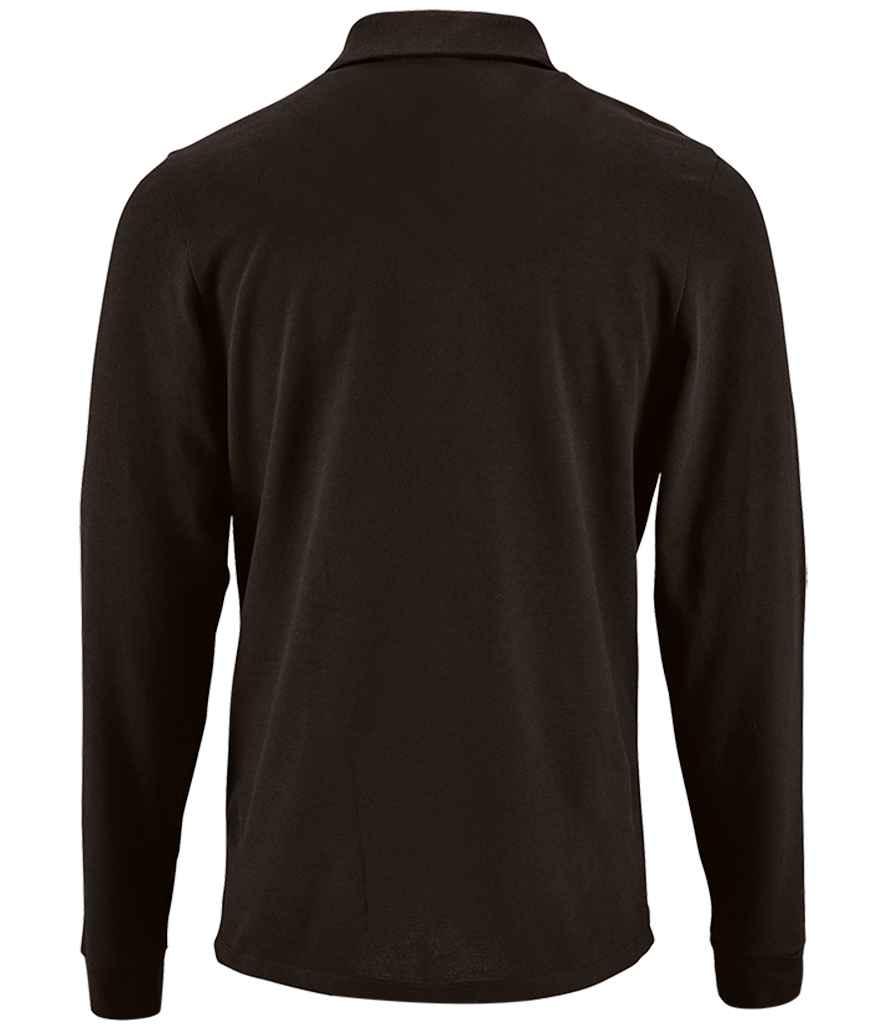 SOL'S Perfect Long Sleeve Piqué Polo Shirt in Black, back view
