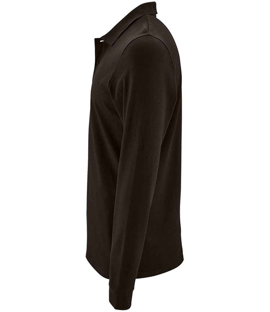 SOL'S Perfect Long Sleeve Piqué Polo Shirt in Black, side view