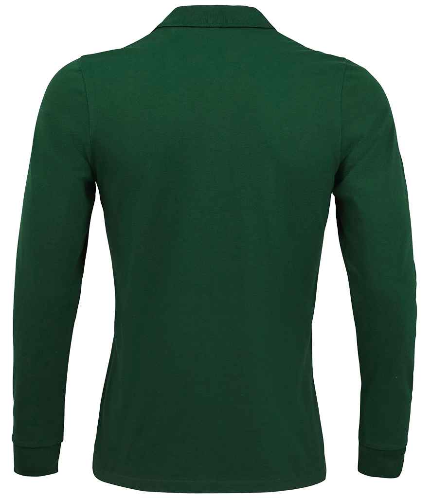 SOL'S Perfect Long Sleeve Piqué Polo Shirt in Bottle Green, back view