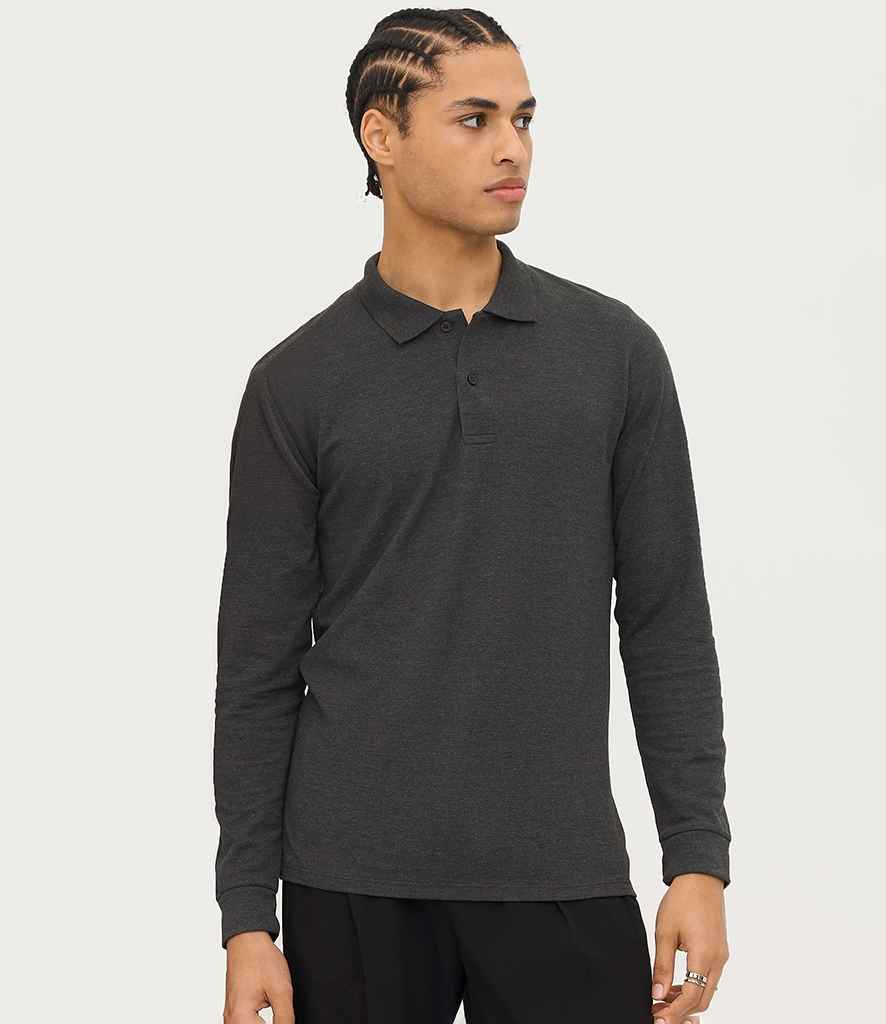 SOL'S Perfect Long Sleeve Piqué Polo Shirt in Charcoal Marl