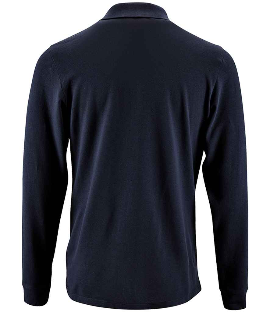 SOL'S Perfect Long Sleeve Piqué Polo Shirt in French Navy, back view