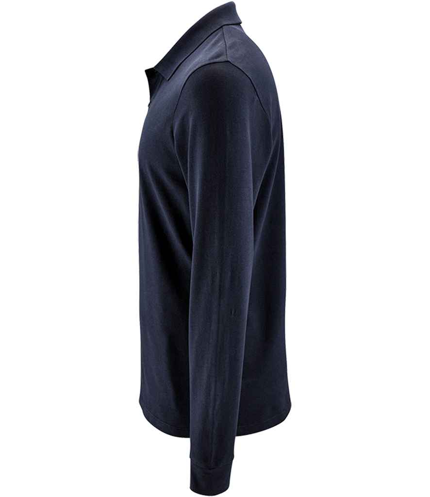 SOL'S Perfect Long Sleeve Piqué Polo Shirt in French Navy, side view