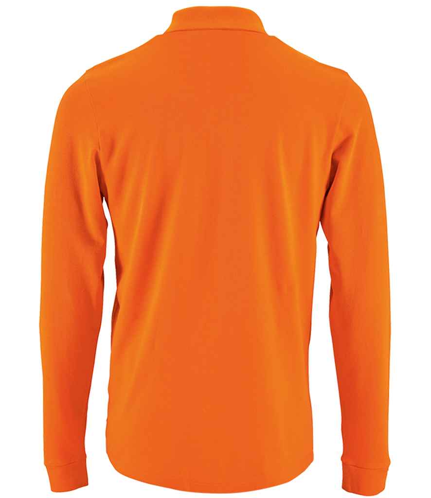 SOL'S Perfect Long Sleeve Piqué Polo Shirt in Orange, back view