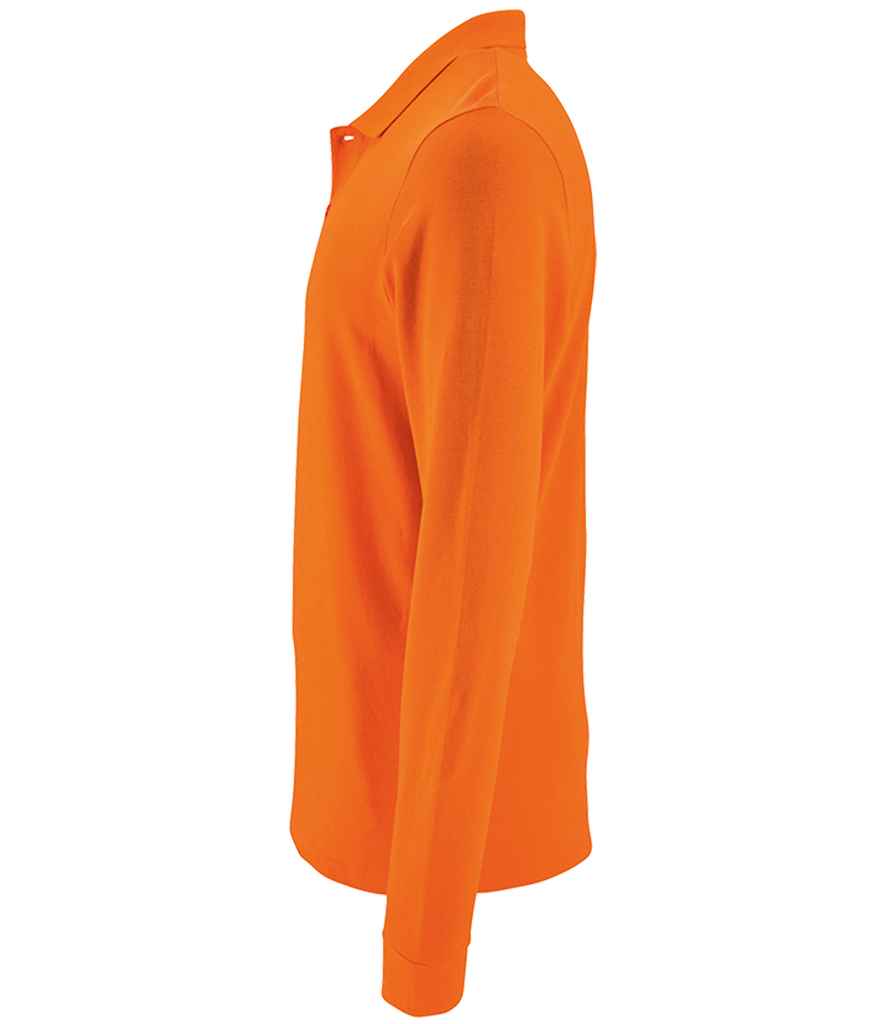 SOL'S Perfect Long Sleeve Piqué Polo Shirt in Orange, side view