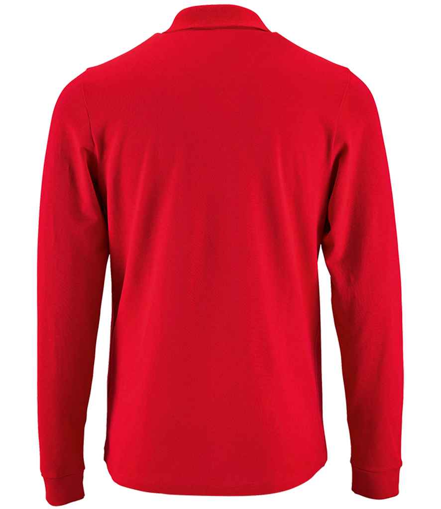SOL'S Perfect Long Sleeve Piqué Polo Shirt in Red, back view