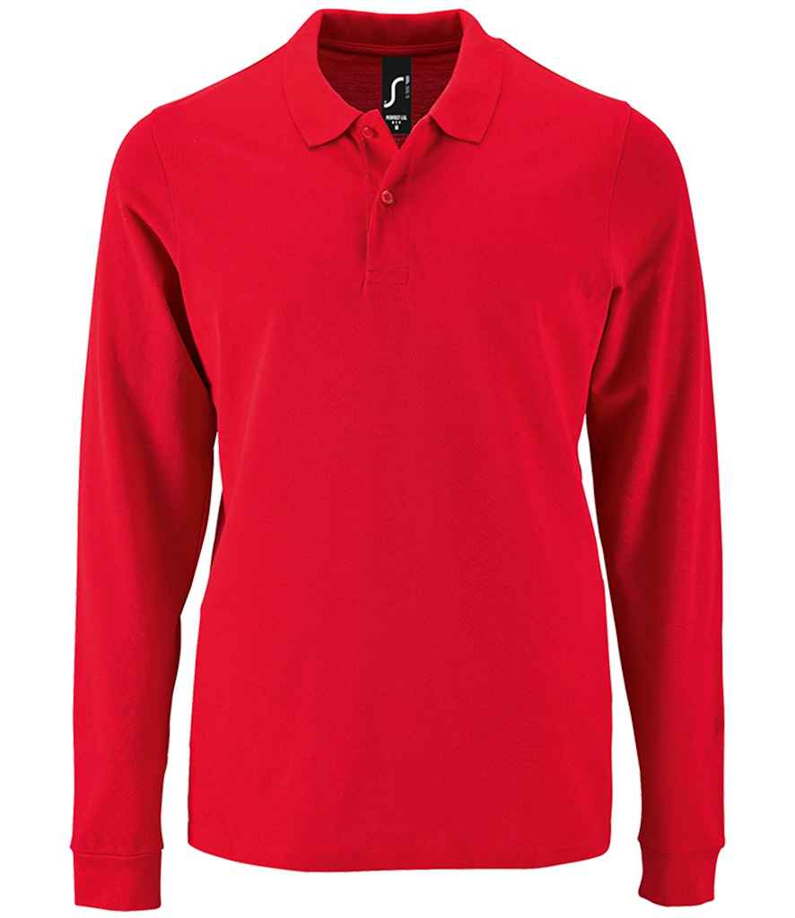 SOL'S Perfect Long Sleeve Piqué Polo Shirt in Red, front view