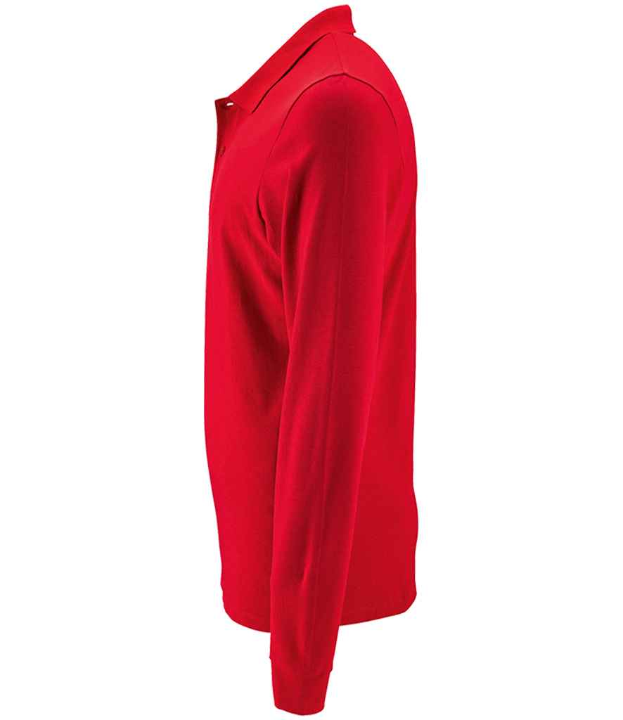 SOL'S Perfect Long Sleeve Piqué Polo Shirt in Red, side view