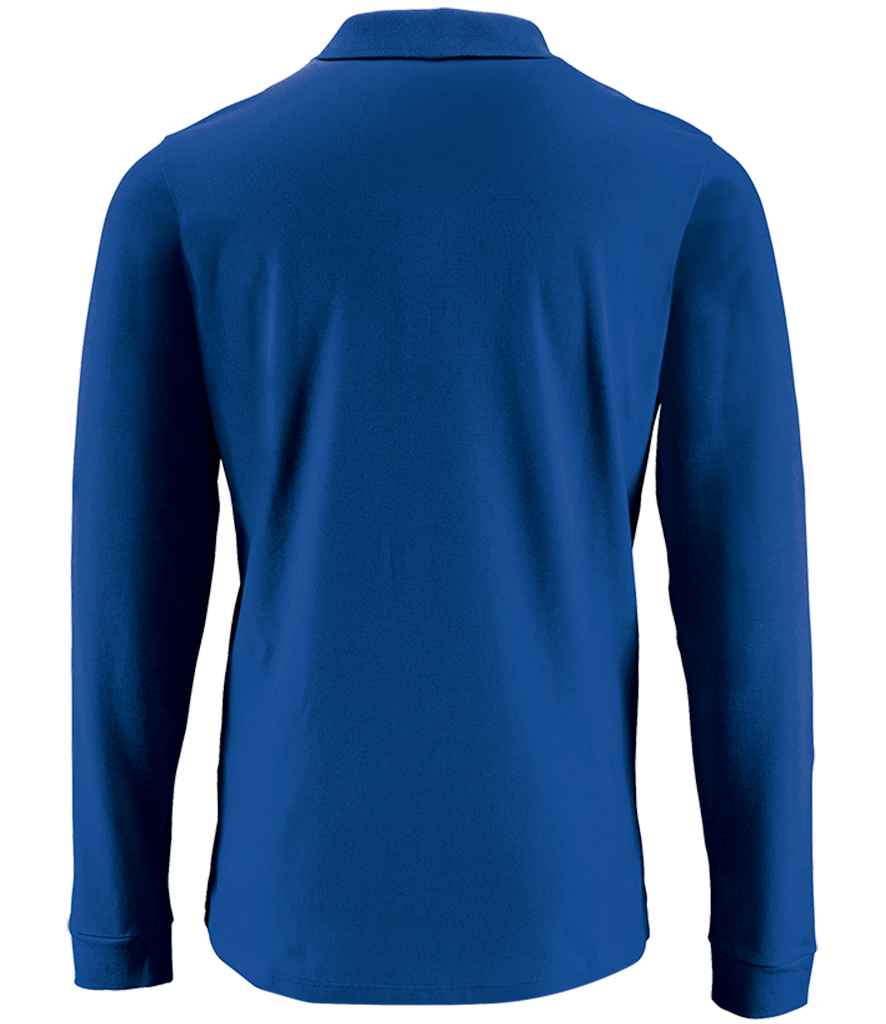 SOL'S Perfect Long Sleeve Piqué Polo Shirt in Royal Blue, back view