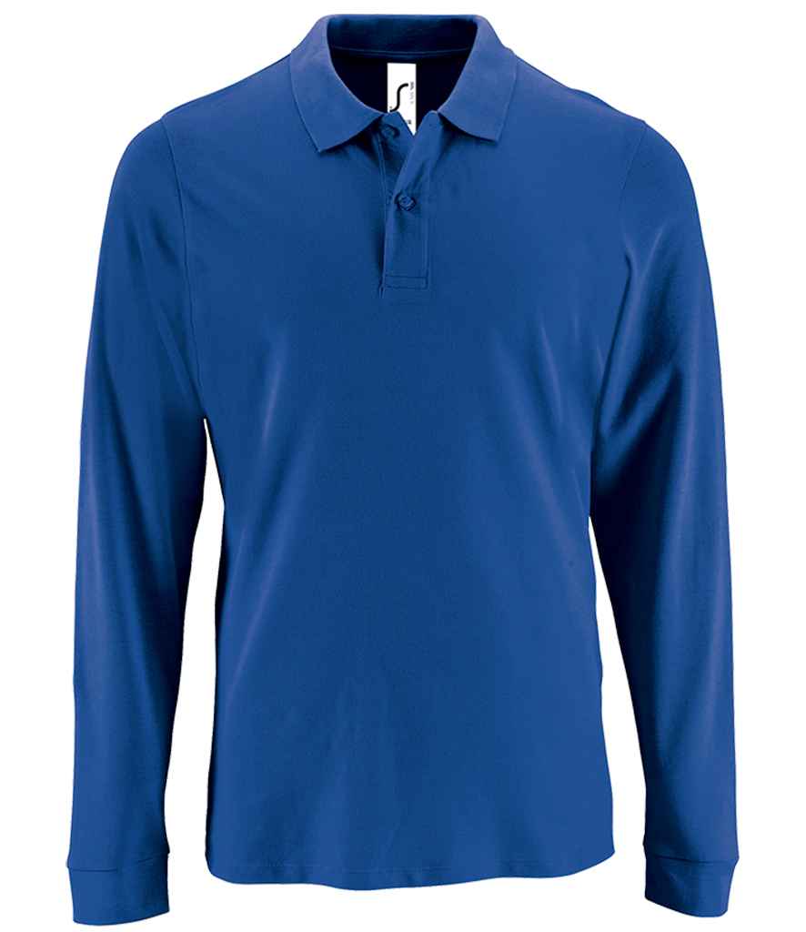 SOL'S Perfect Long Sleeve Piqué Polo Shirt in Royal Blue, front view
