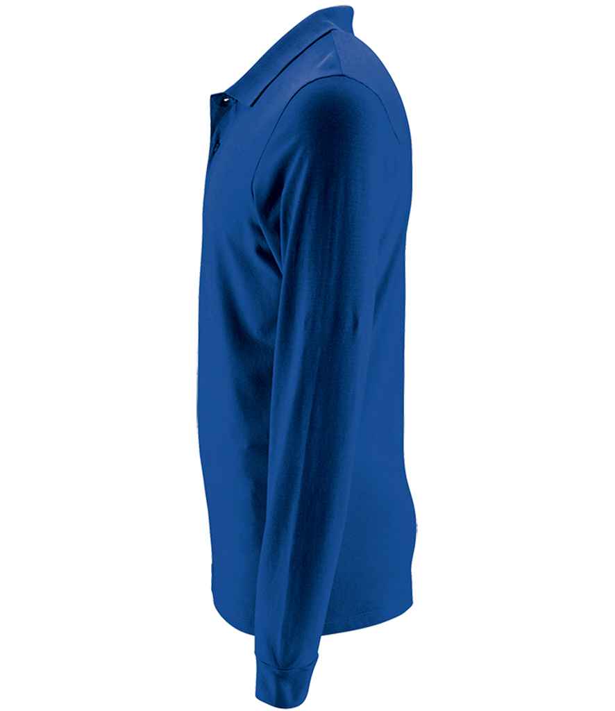 SOL'S Perfect Long Sleeve Piqué Polo Shirt in Royal Blue, side view