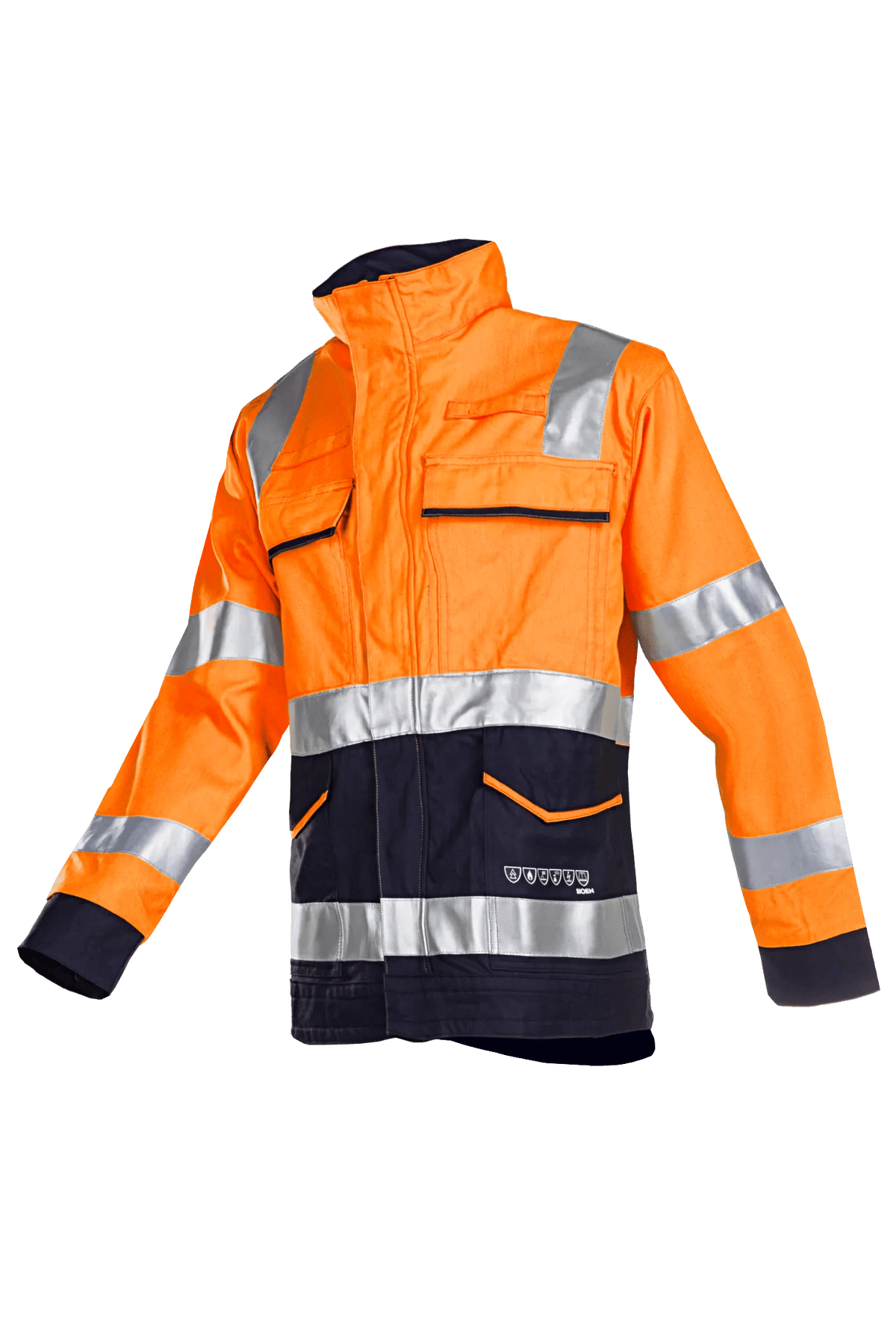 Sioen PRO Larrau in High-vis orange/Navy blue, side view
