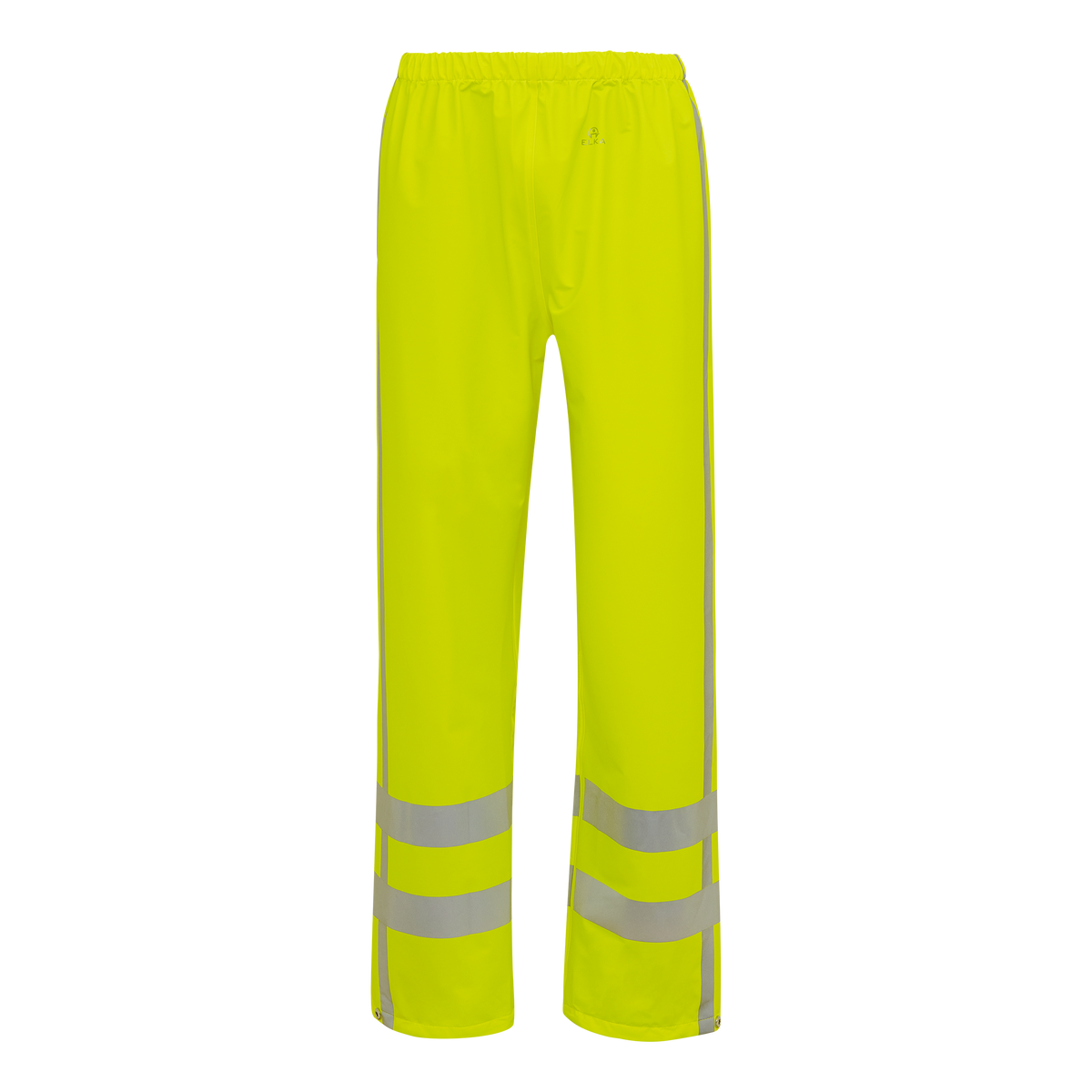 ELKA Rainwear Dry Zone Visible Hi-Vis Rain Trousers with vertical reflective stripes in Fl. Yellow