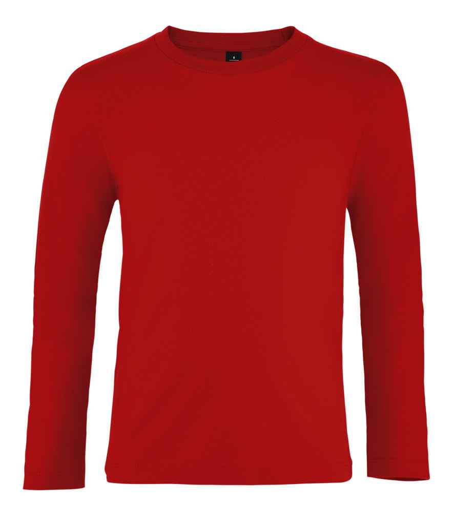 SOL'S Kids Imperial Long Sleeve T-Shirt in Red, front view