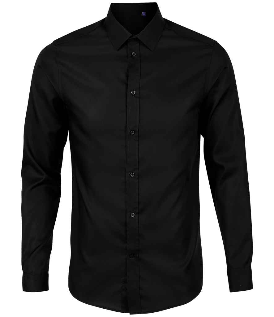 NEOBLU Blaise Long Sleeve Shirt in Deep Black, front view