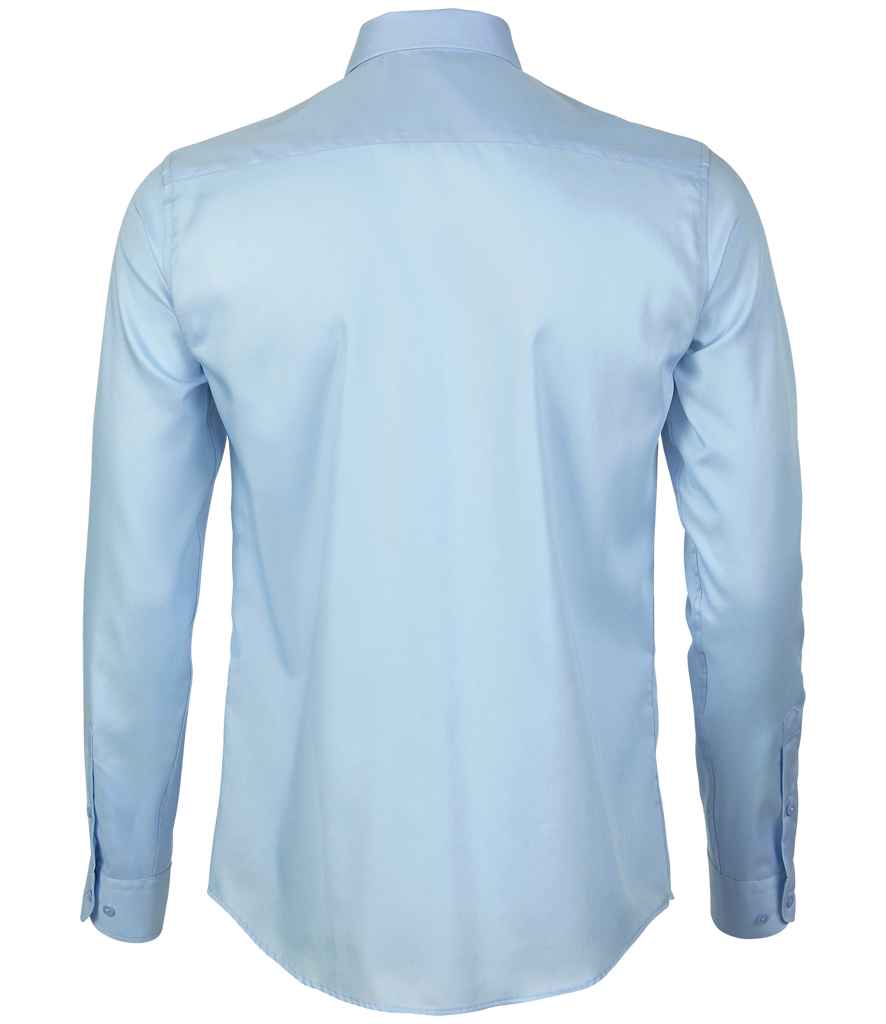 NEOBLU Blaise Long Sleeve Shirt in Soft Blue, back view