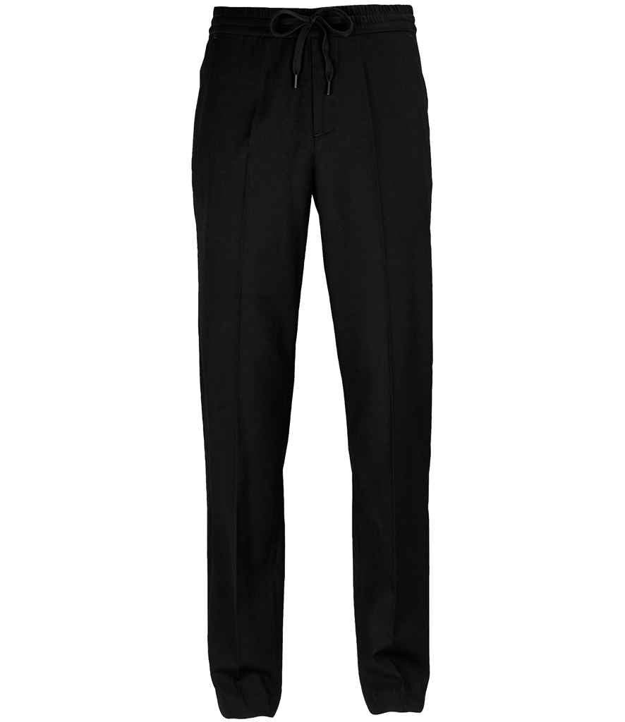 NEOBLU Germain Elasticated Waist Trousers in Deep Black, front view