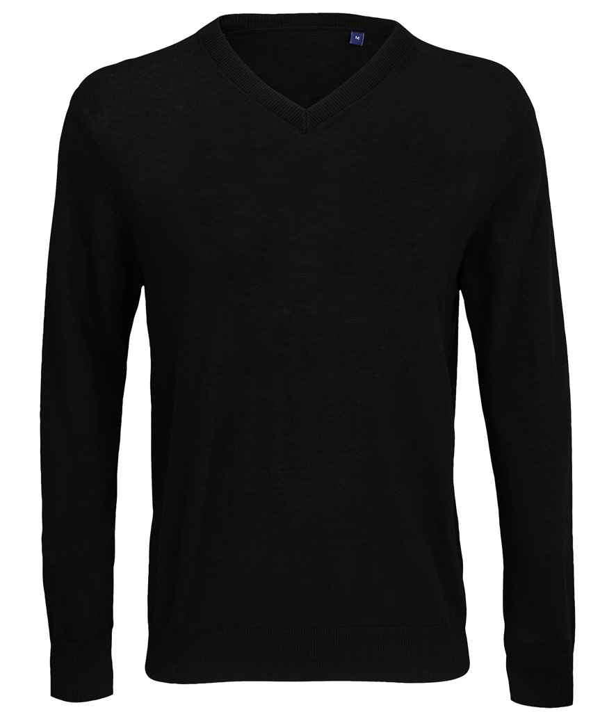 NEOBLU Sullivan V Neck Sweater in Deep Black, front view