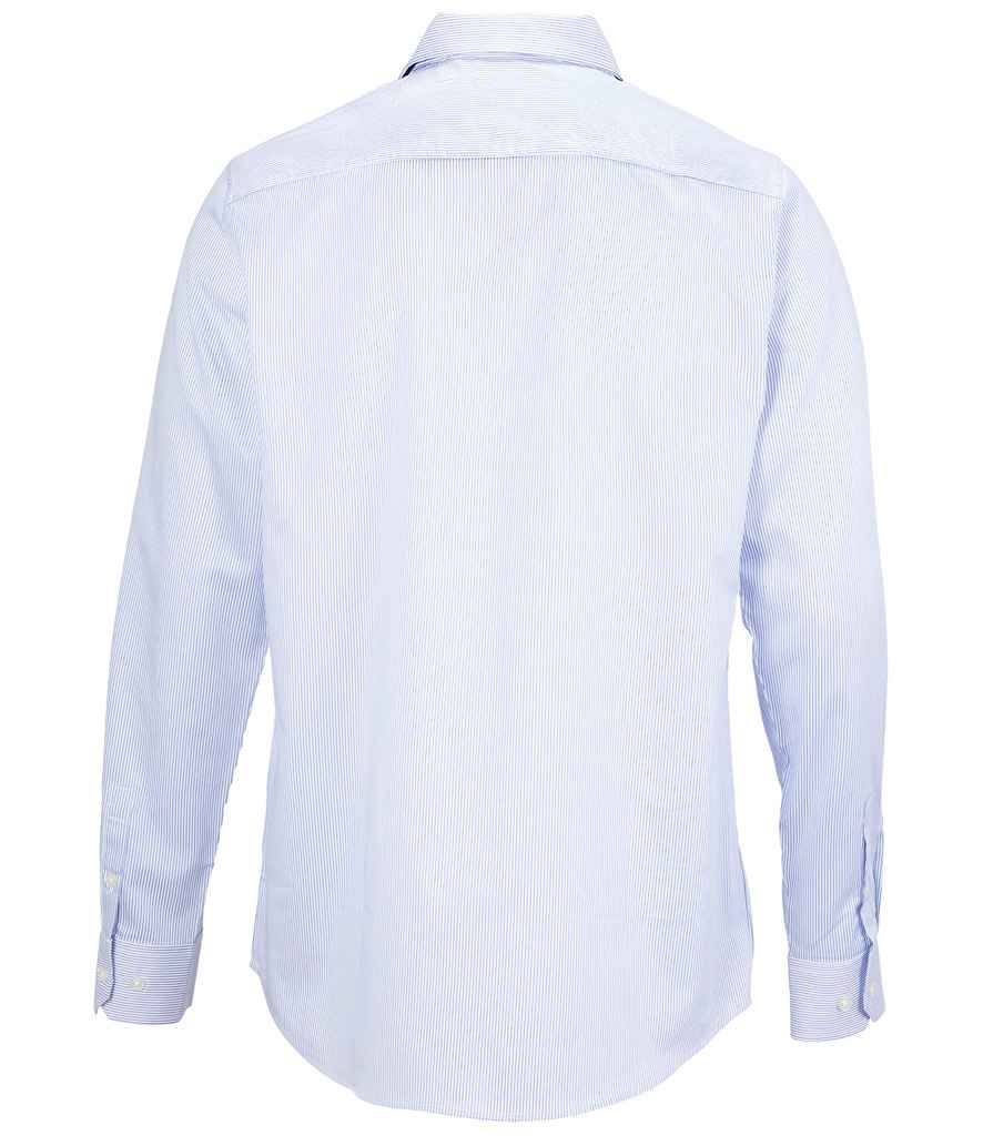 NEOBLU Ladies Baptiste Striped Long Sleeve Shirt in Blue Stripe, back view