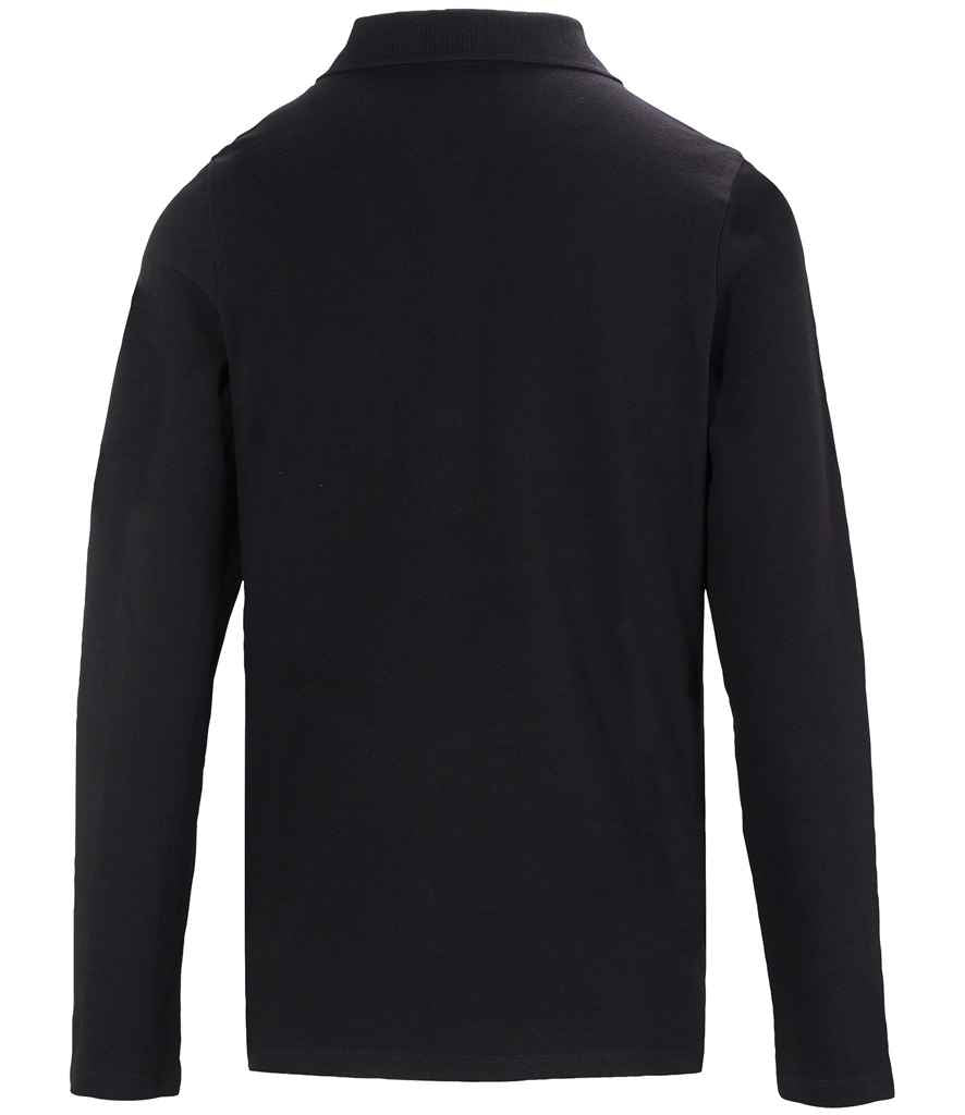 NEOBLU Ladies Owen Long Sleeve Piqué Polo Shirt in Deep Black, back view