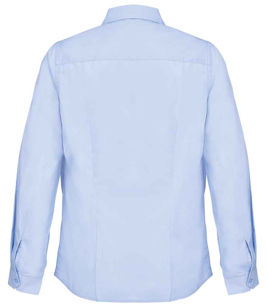 SOL'S Ladies Bailey Long Sleeve Poplin Shirt in Sky Blue, back view
