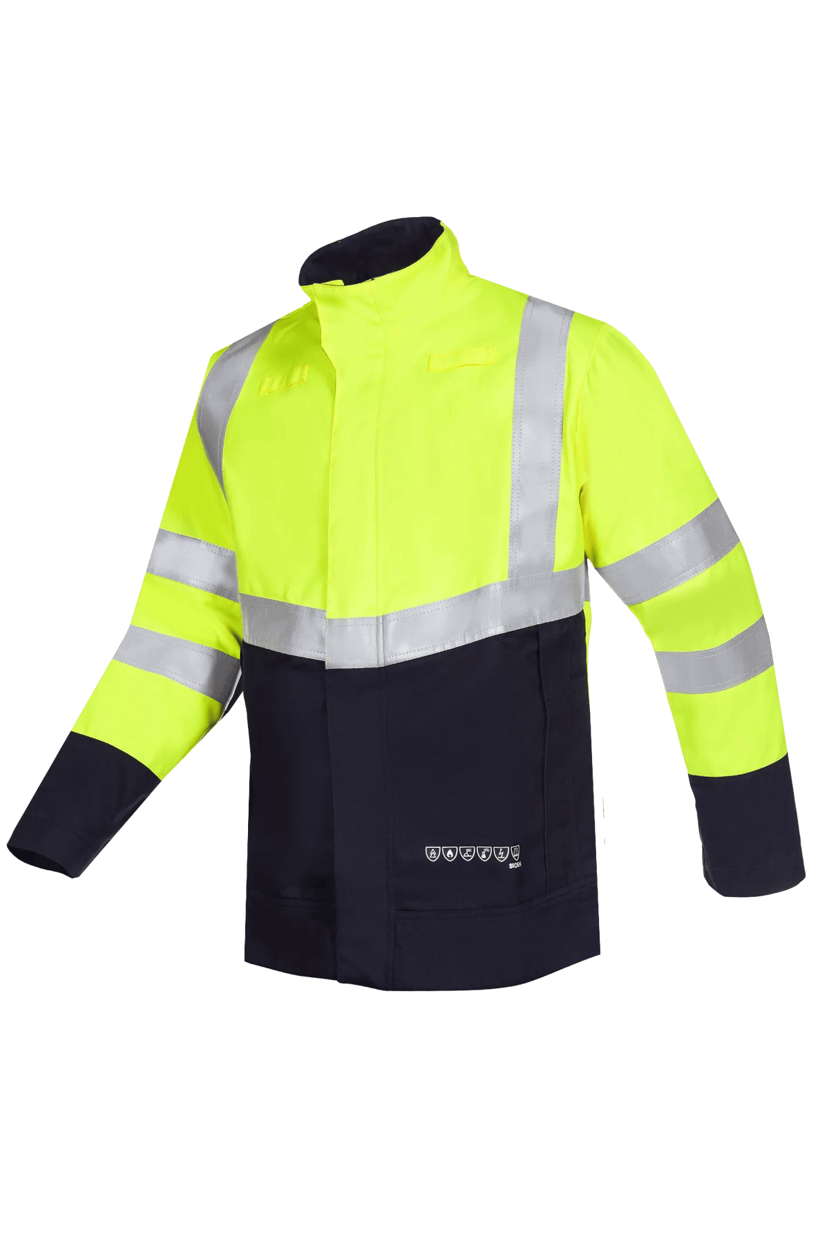 Sioen PRO Lobau in High-vis yellow/Navy blue, side view