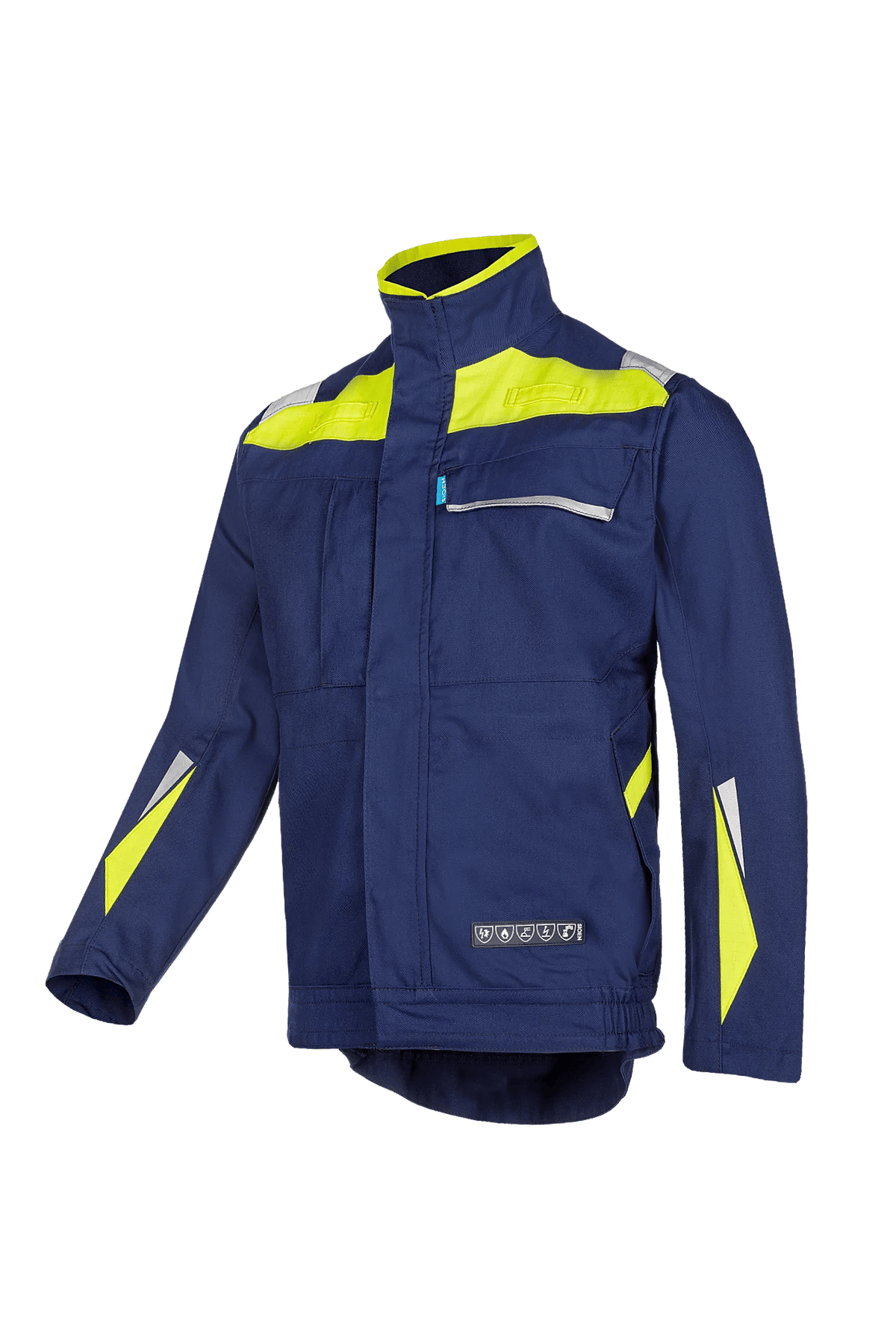 Sioen PRO Laruns in Sailor blue/High-vis yellow, side view