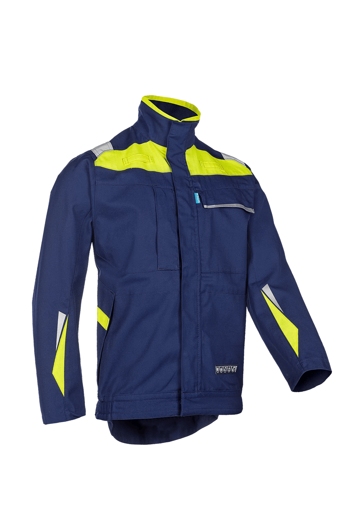 Sioen PRO Laruns in Sailor blue/High-vis yellow, side view
