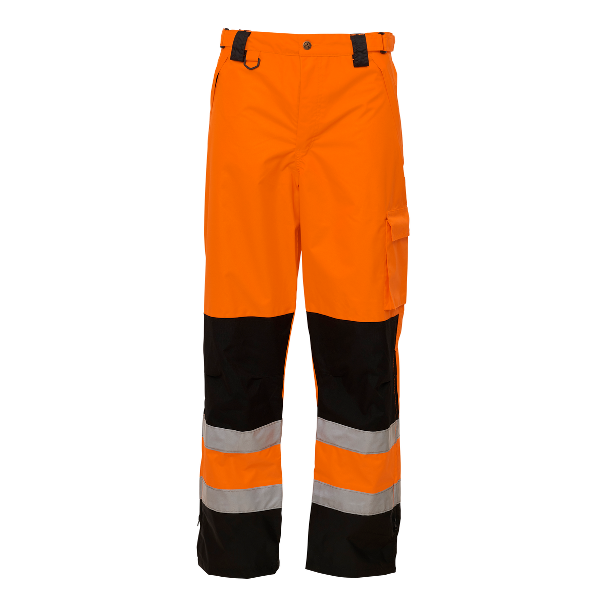ELKA Rainwear Visible Xtreme Oxford trousers in Fl. Orange/Black, front view