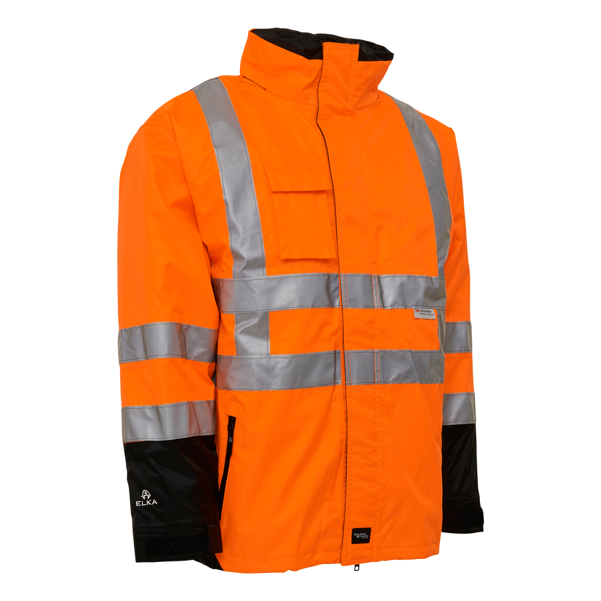 ELKA Rainwear Visible Xtreme 2-in-1 Jacket in Fl. Orange/Black, front view