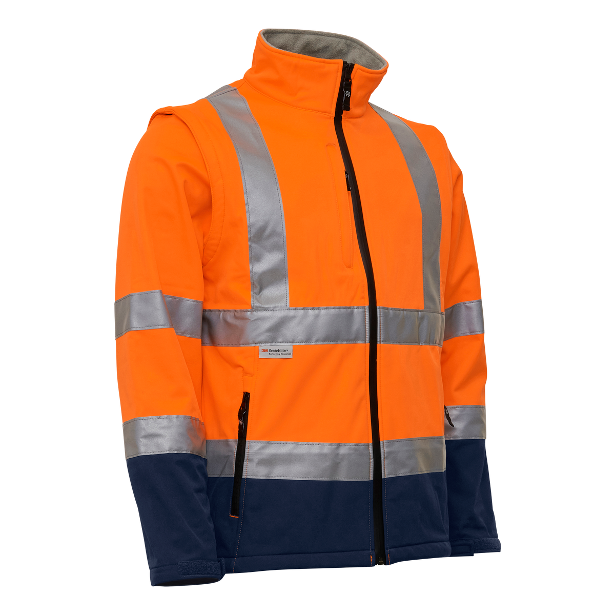ELKA Rainwear Visible Xtreme Softshell jacket in Fl. Orange/Navy, front view