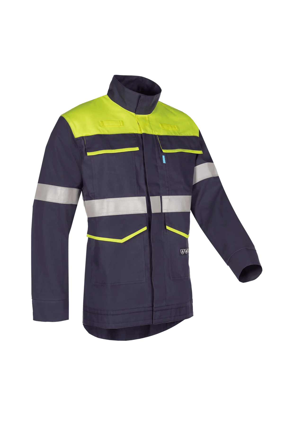 Sioen PRO Jasper in Navy blue/High-vis yellow, side view