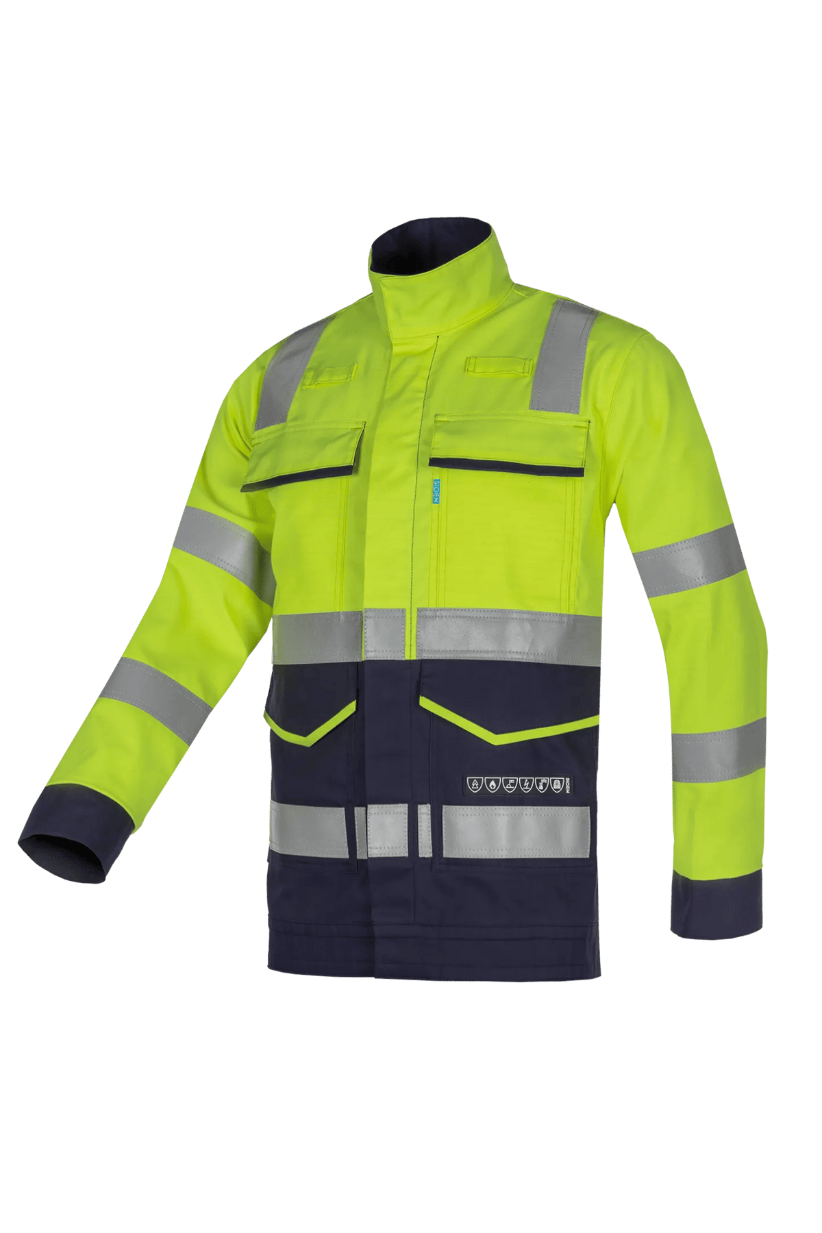 Sioen PRO Komodo in High-vis yellow/Navy blue, side view