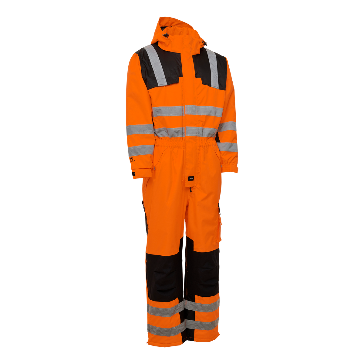 ELKA Rainwear Visible Xtreme Winter Thermal Coverall in Fl. Orange/Black, front view