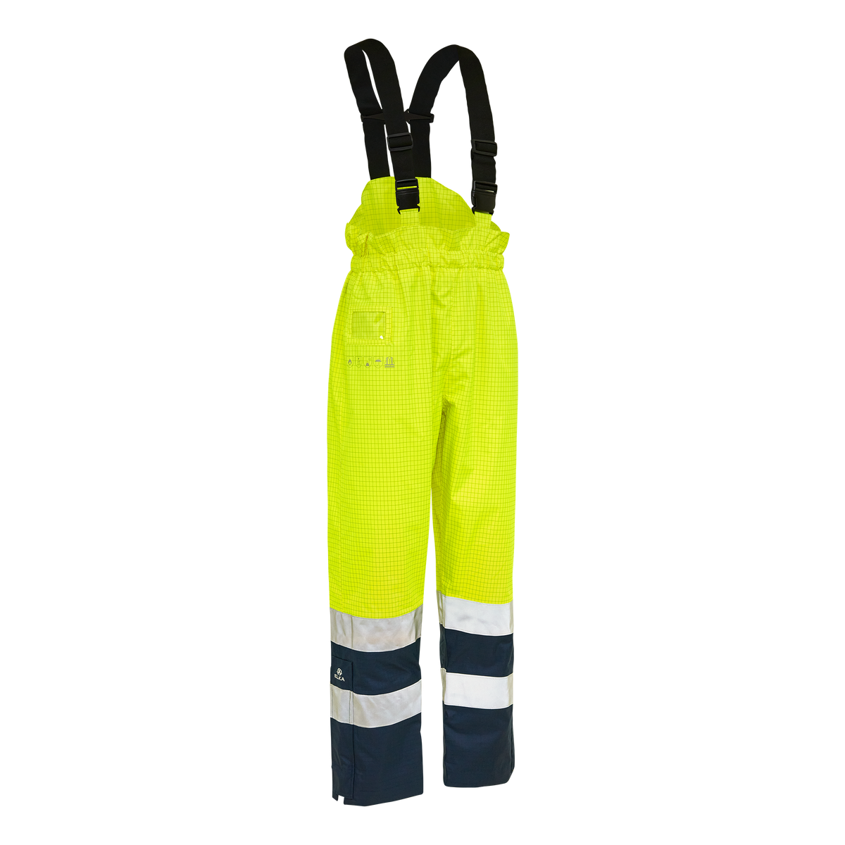 ELKA Rainwear Securetech Multinorm Bib & Brace in Fl. Yellow/Navy