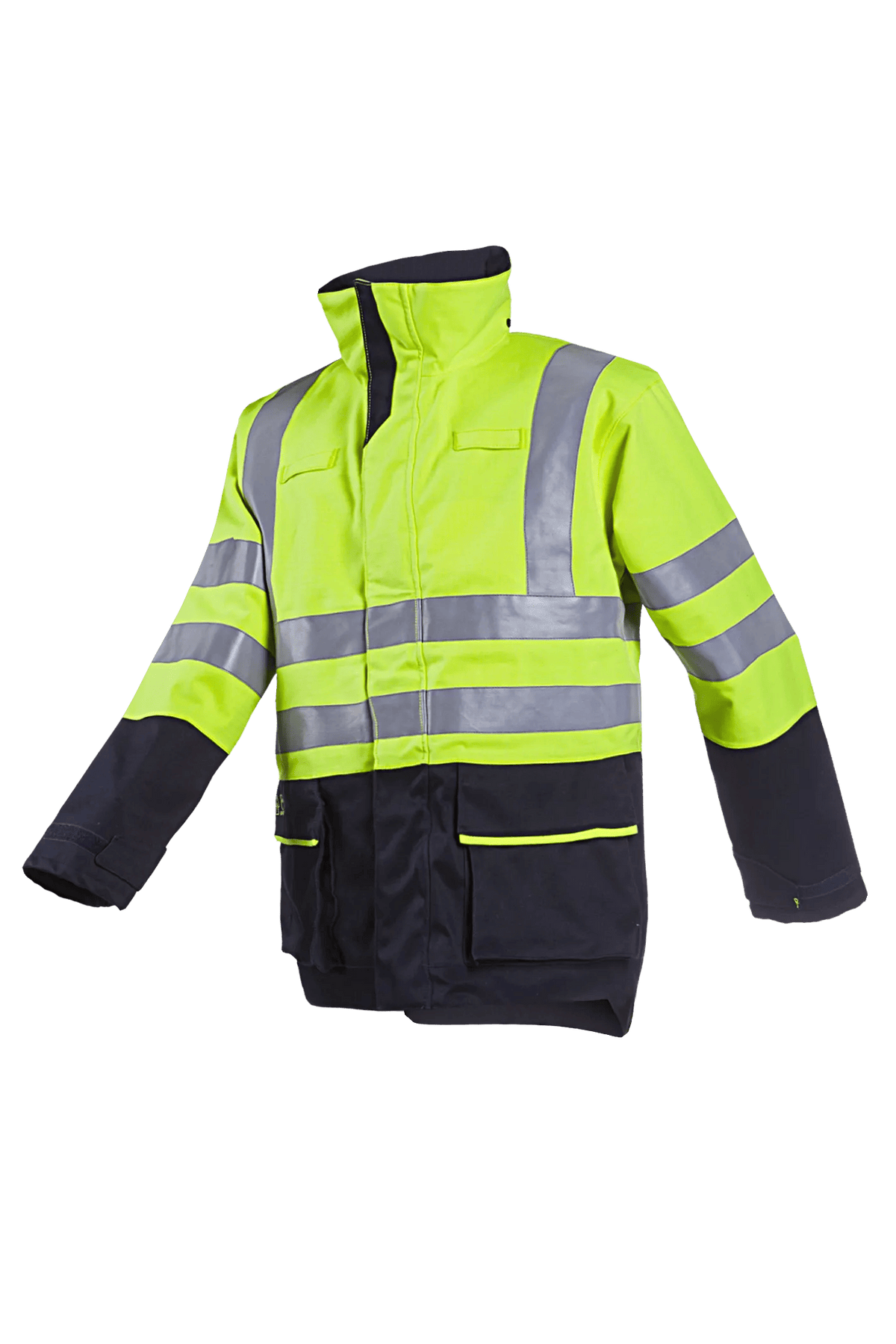 Sioen PRO Kelford in High-vis yellow/Navy blue, side view