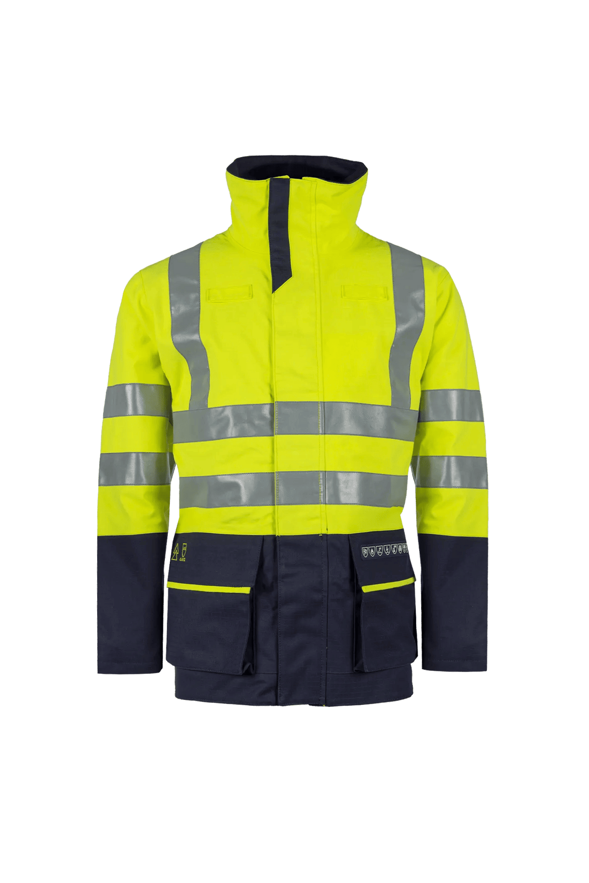 Sioen PRO Kelford in High-vis yellow/Navy blue, front view