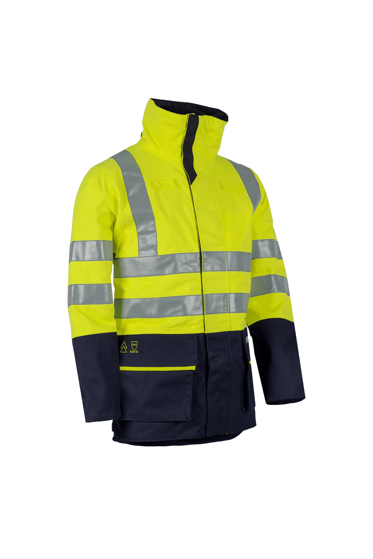 Sioen PRO Kelford in High-vis yellow/Navy blue, side view