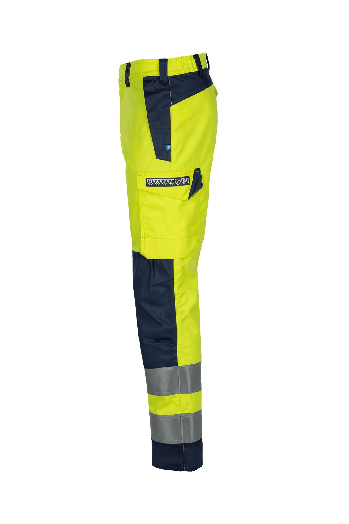 Sioen PRO Atik in High-vis yellow/Navy blue, side view