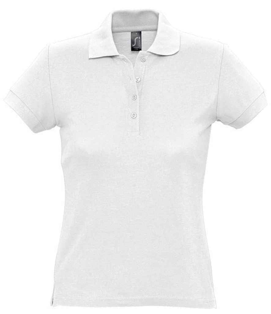 SOL'S Ladies Passion Cotton Piqué Polo Shirt in White, front view