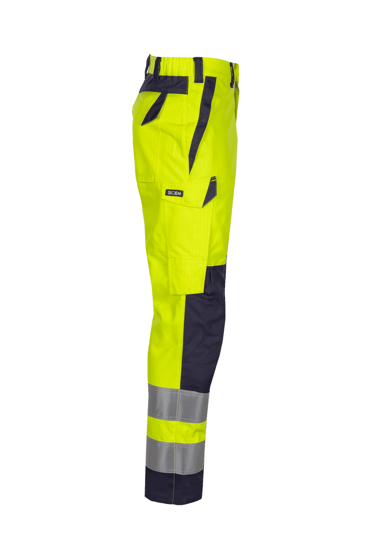 Sioen PRO Mizar in High-vis yellow/Navy blue, side view