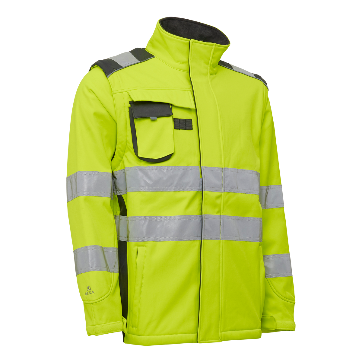 ELKA Rainwear Visible Xtreme Softshell jacket with extra length in Fl. Yellow/Grey