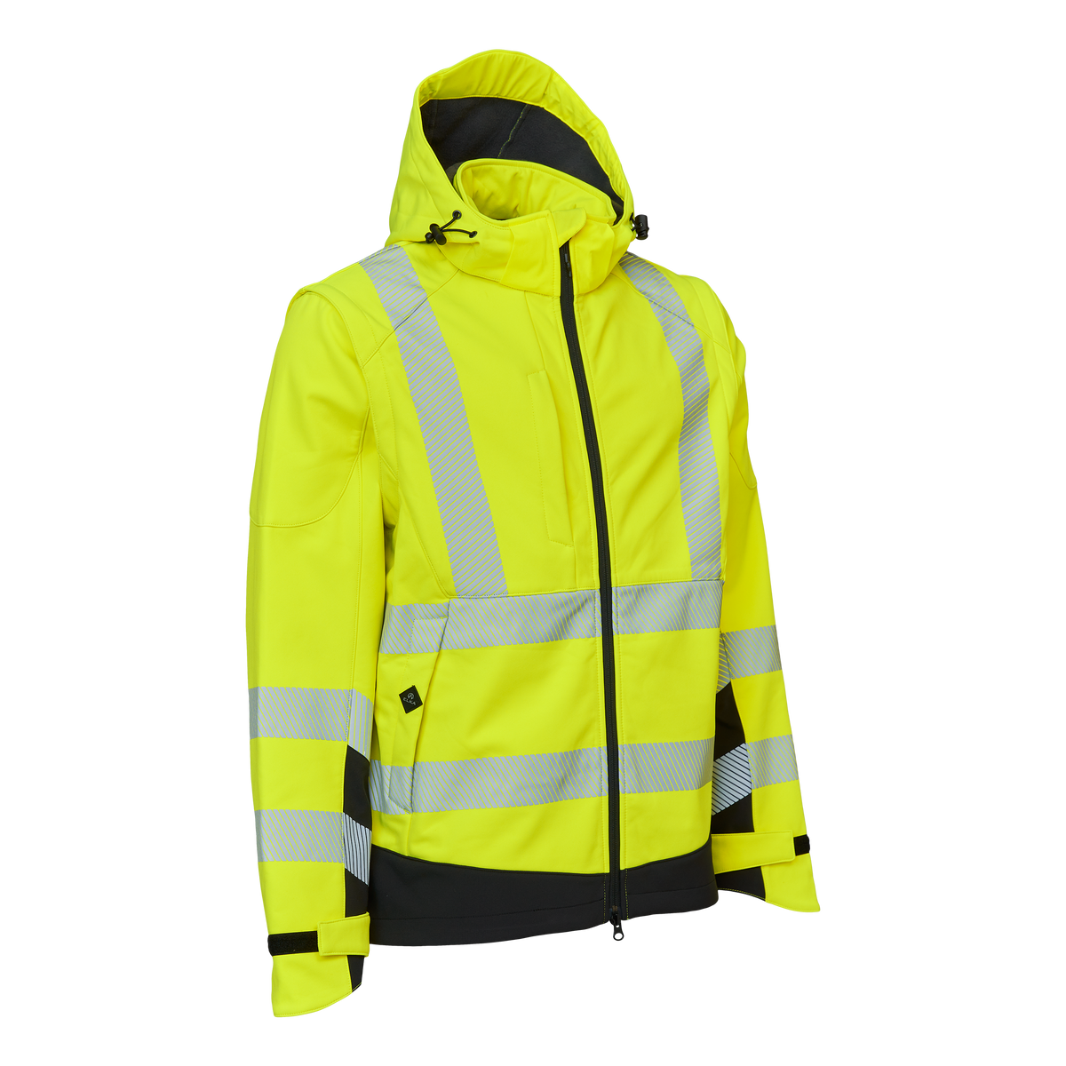 ELKA Rainwear Visible Xtreme Softshell Jacket with detachable sleeves in Fl. Yellow/Black