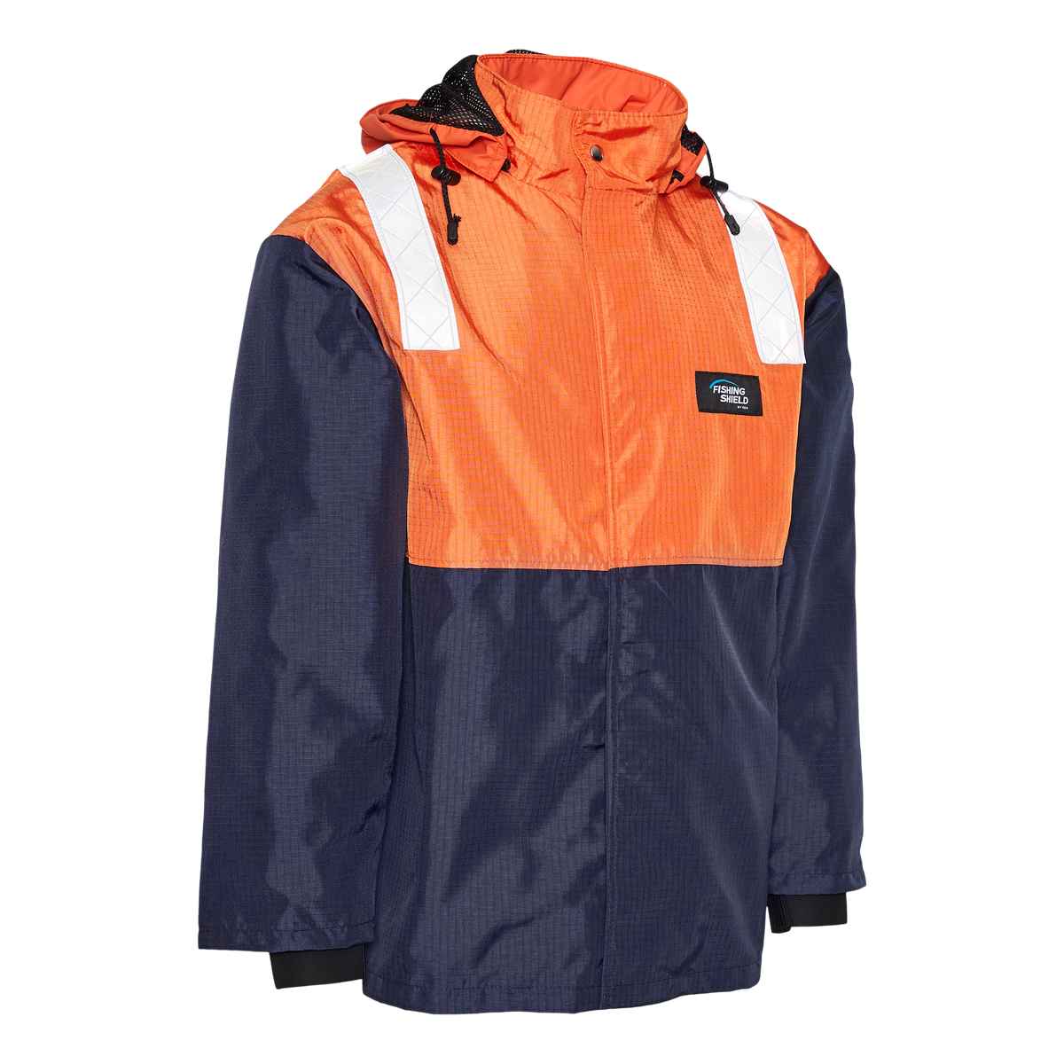 ELKA Rainwear Fishing Shield Jacket in Orange/Navy, front view